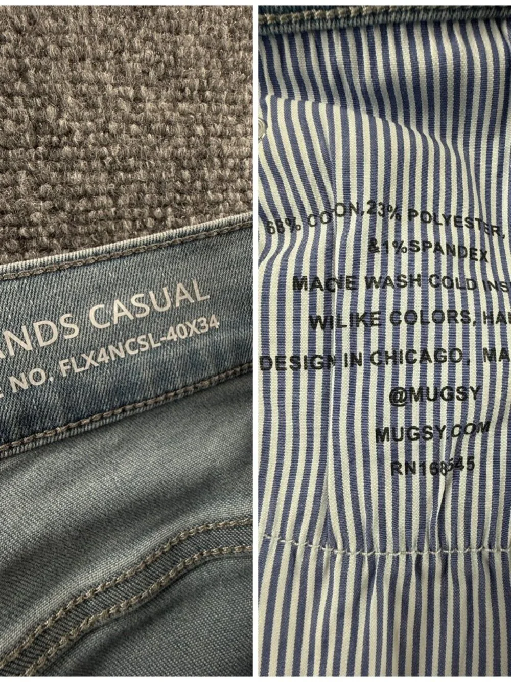 Mugsy Grands Casual FLX4NCSL 40x34 Light Wash Stretch Jeans Men ACTL 41X33